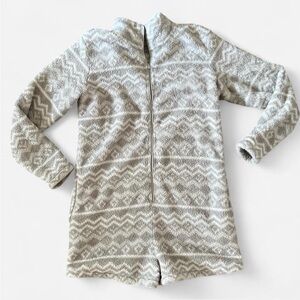 Aerie - White and Gray Fleece Zip-Up Romper